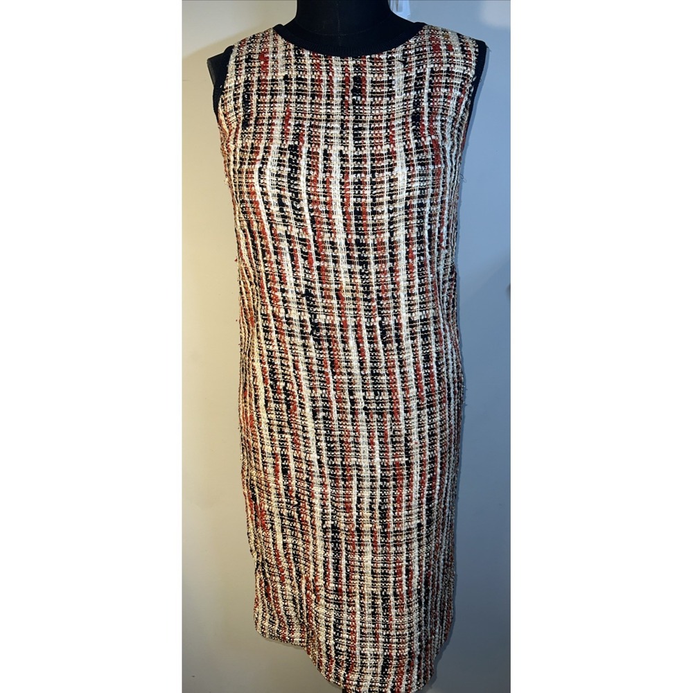 Vintage Toni Lynn Sheath Dress Chunky Woven Tweed ‎ Sleeveless 70S Mod